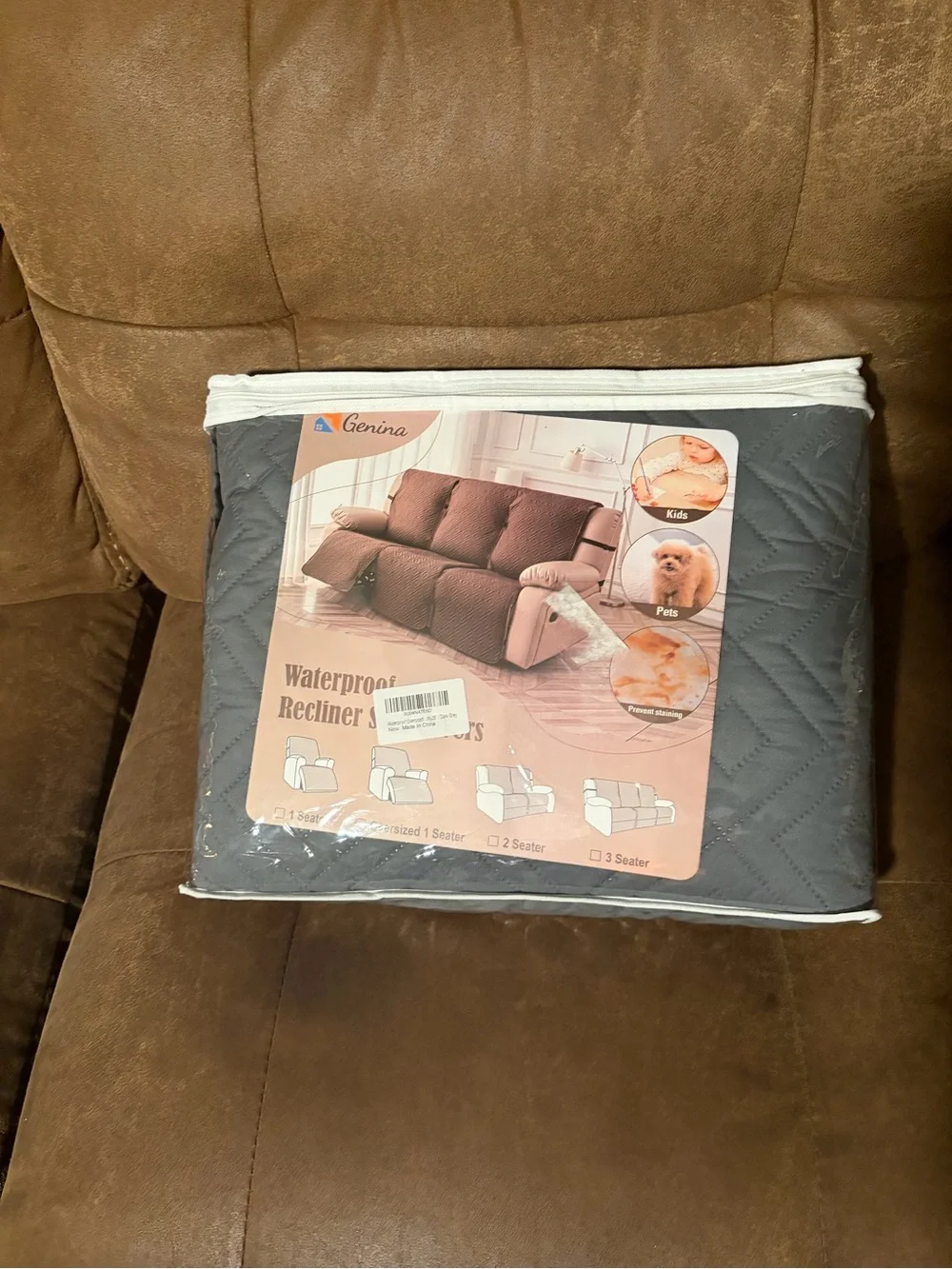 Genina Waterproof Oversized Quilted Recliner Cover 28'' / Dark Grey